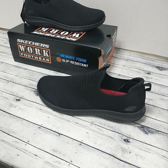 Skechers Women's SZ 11 Work Non Slip Relaxed Fit UltraFlex Blk Slip On #108034 . - Picture 1 of 11